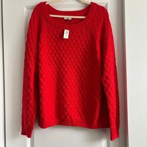 NWT Old Navy Honeycomb Crew Neck Sweater Sz XXL Red Holiday Cotton Blend